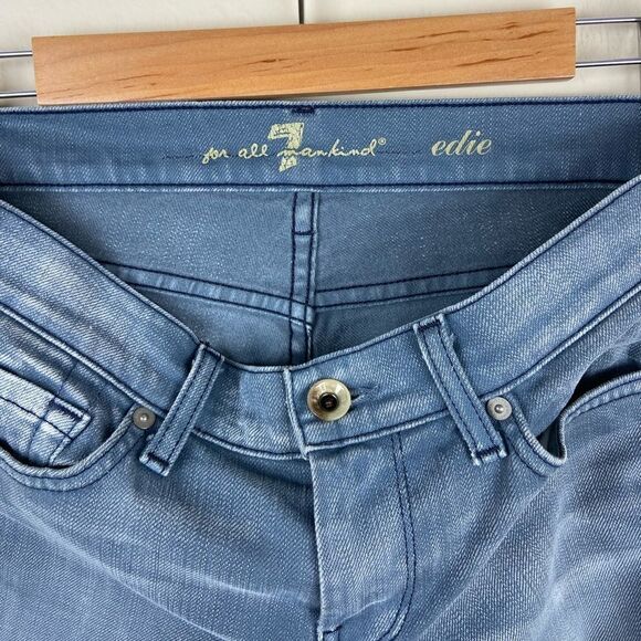 7 For All Mankind Edie Straight Leg Jeans - Lightly Distressed Wash - Picture 7 of 7